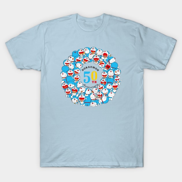 Happy 50th Anniversary Doraemon T-Shirt by Celestial Crafts